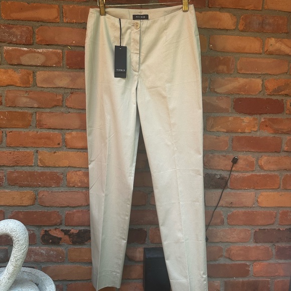 NWT Peserico Flat Front Cotton Twill Pants ~ 40 ~ Made in Italy Sz 8 - Picture 1 of 9